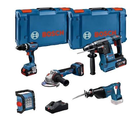 Combo 5 herramientas 18V GSB 18V-65 + GBH 18V-26 + GWS 18V-11 + GSA 18 V-LI + GLI 18V-1200 C