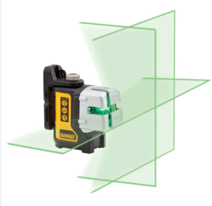 Nivel láser verde de líneas en cruz + línea lateral vertical