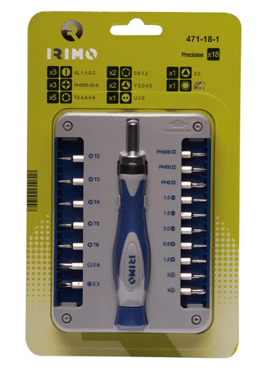 DESTORNILLADOR DE PRECISIÓN CON PORTAPUNTAS A CARRACA 17 PIEZAS