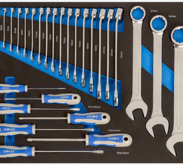FOAM CON DESTORNILLADORES Y LLAVES COMBINADAS 27 PIEZAS