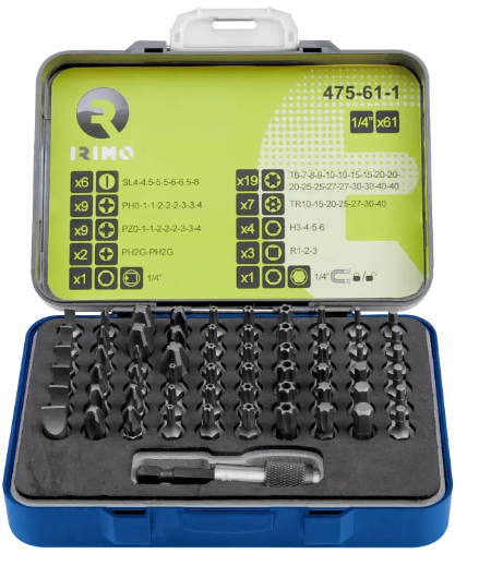 JUEGO PUNTAS 1/4" 61 PIEZAS